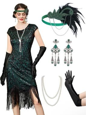 Vintage Black Fringe Flapper Dress